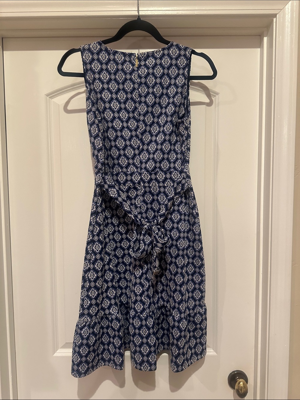 Michael Kors Navy and White Sleeveless Printed Midi Dress - Picture 2 of 5